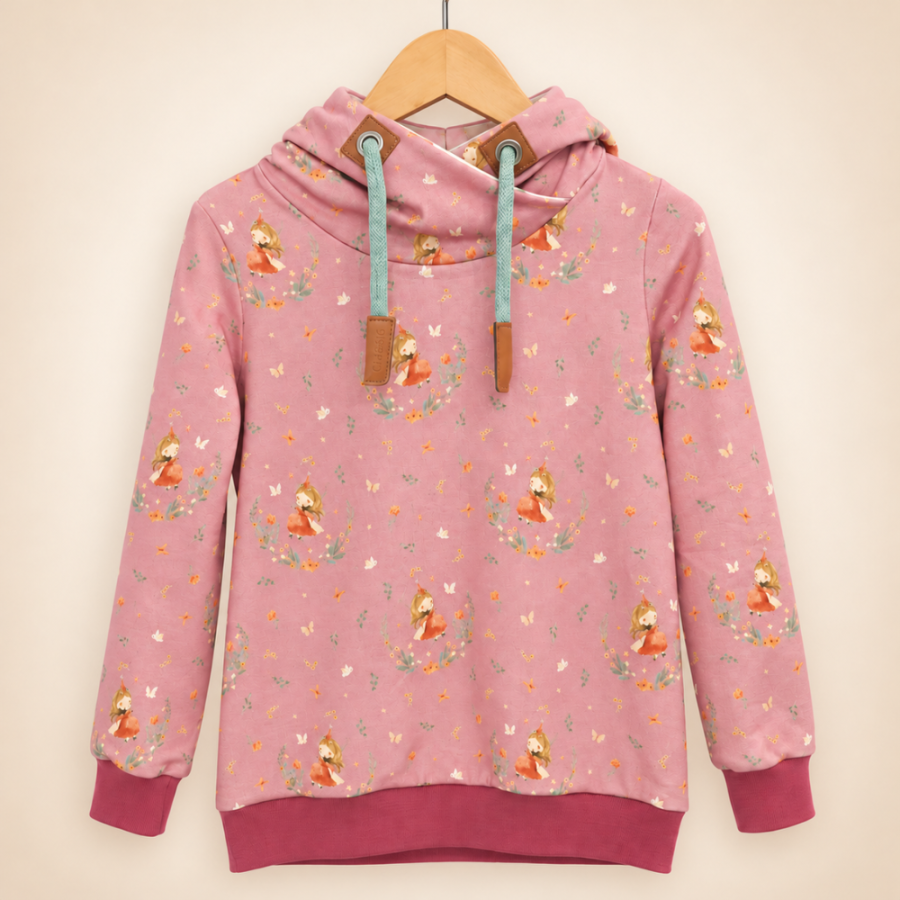 Hoodie [ Damen ] Fairyland altrosa (Bündchen bordeaux)